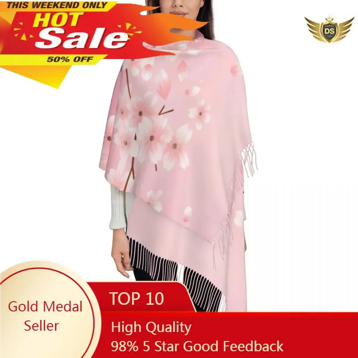 

Sakura Flower Branch Women Scarf Winter Shawl And Wrap Bandana Tassel Female