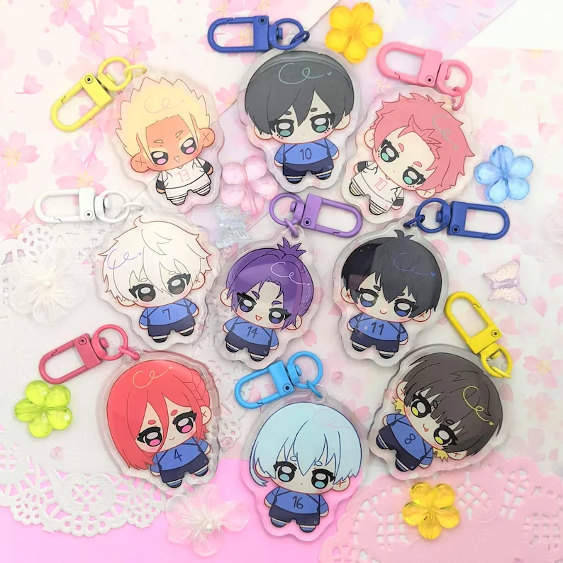 Sport Football Character Chibi Acrylic Keychain Backpack Pendant Hobby Decor Gift