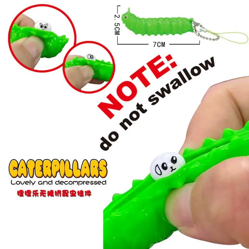 1Pc śliczne Caterpillar Squeeze brelok łagodzi stres zabawka fasola zabawa Pea soja zabawka sensoryczna robak anty stres śmieszne zabawki dla dzieci