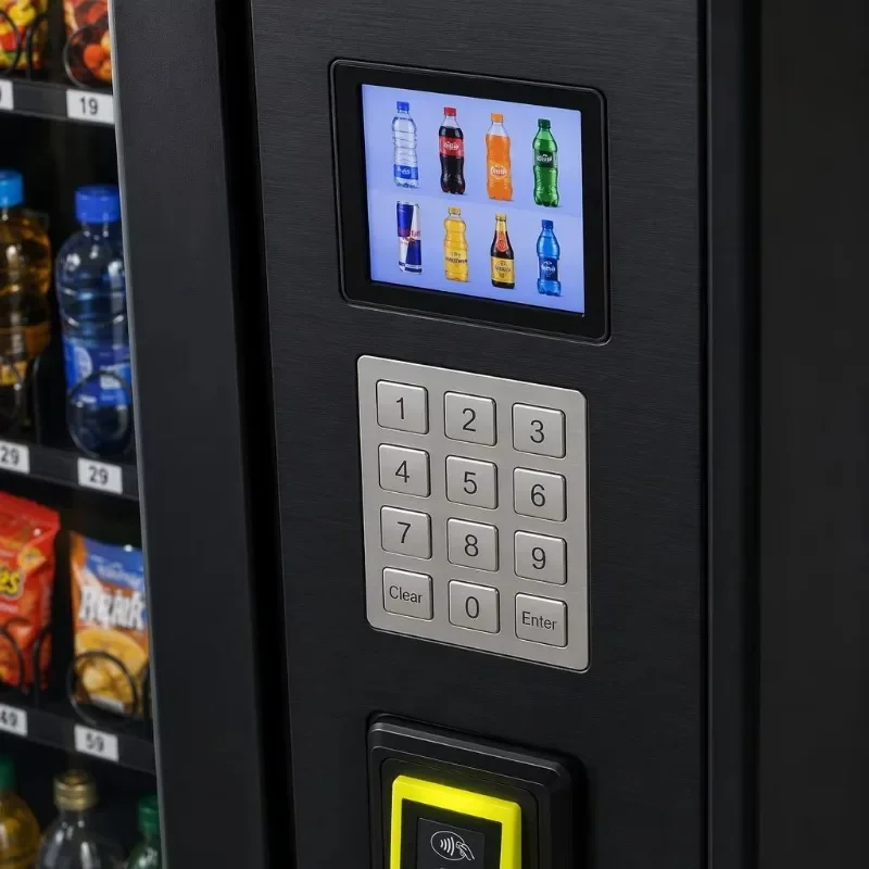 Black Beverage and Snack Vending Machine Multi Product Vending Cabinet for Europe