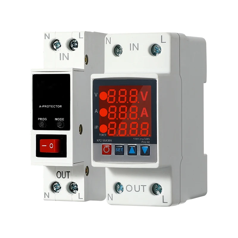 ABILKEEN Single Phase Adjustable Over/Under Voltage Reset Voltage Protector 40/63A Rated Current with Voltage Digital Display