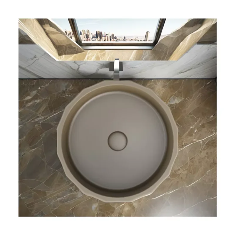 

Simple Nordic Style Round Sink Luxury Kitchen Countertop Concrete Sink