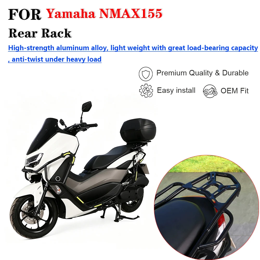 For Yamaha NMAX155 New Version Motorcycle Aluminum Alloy Short Style Rear Luggage Rack Tail Box Bracket Upgrade Modification Acc