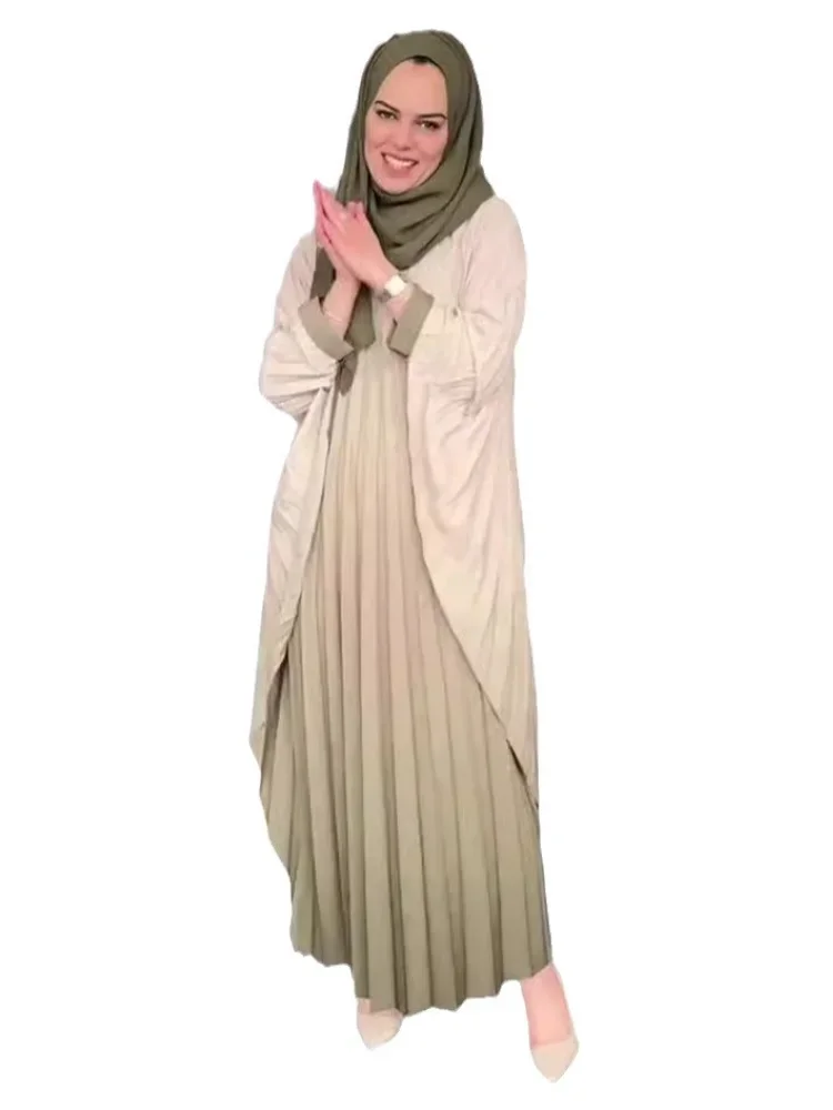 Eid Muslim Long Robe Arabic Pleated Dress Abaya Vestidos Dubai Saudi Morocco Abayas Jalabiya Ramadan Women Modest Dresses 2024