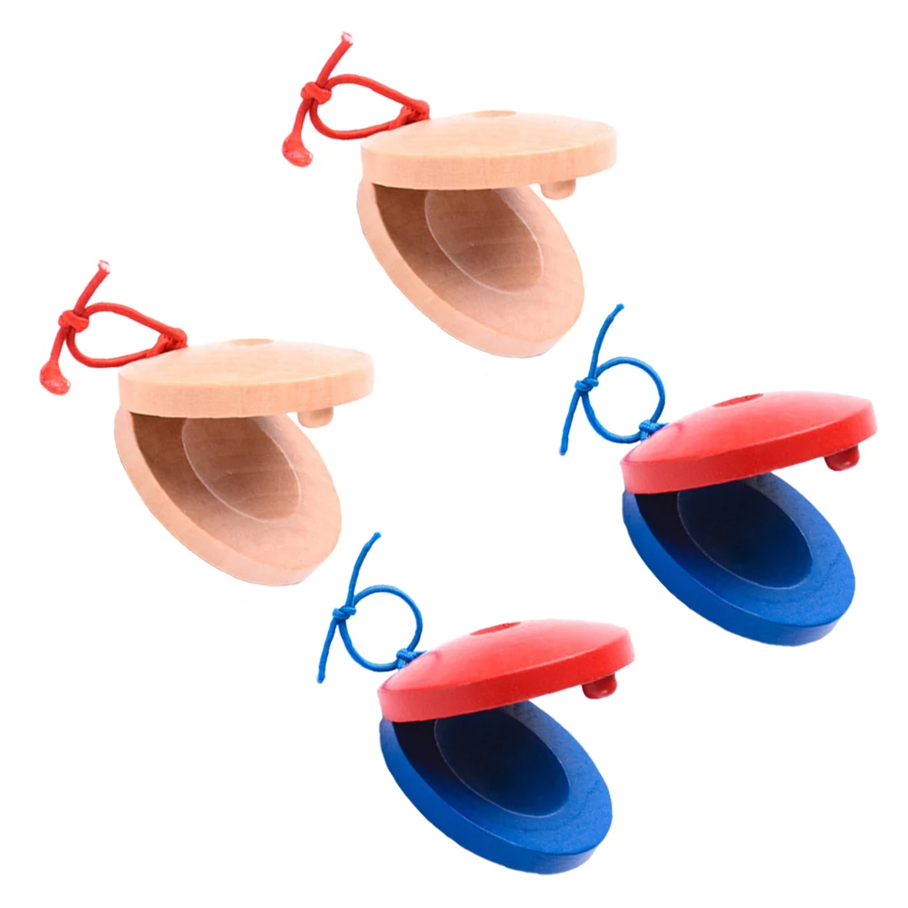 

4 Pcs Round Dance Board Castanets Kids Percussion Toys Music Education Wood Instruments Safe Material Intellectual Development