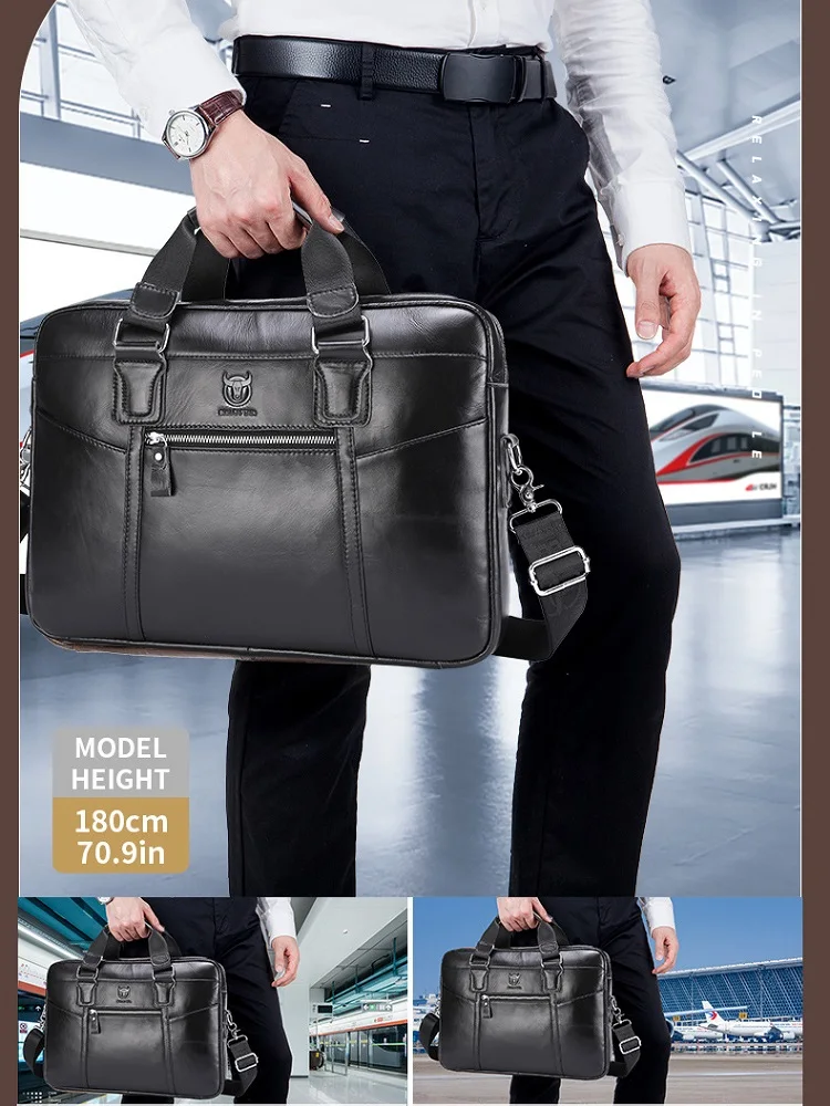 

Мужская сумка из 100% натуральной кожи, деловой портфель, сумка для ноутбука, высококачественная повседневная сумка через плечо из воловьей кожи для поездок на работу