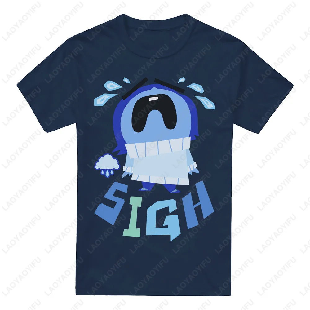 Inside Out 2 Sadness T-Shirt  Men’s Sadness T-Shirt - Inside Out 2 Navy Blue Graphic Cotton Pixar Animation Gift Printed Tops