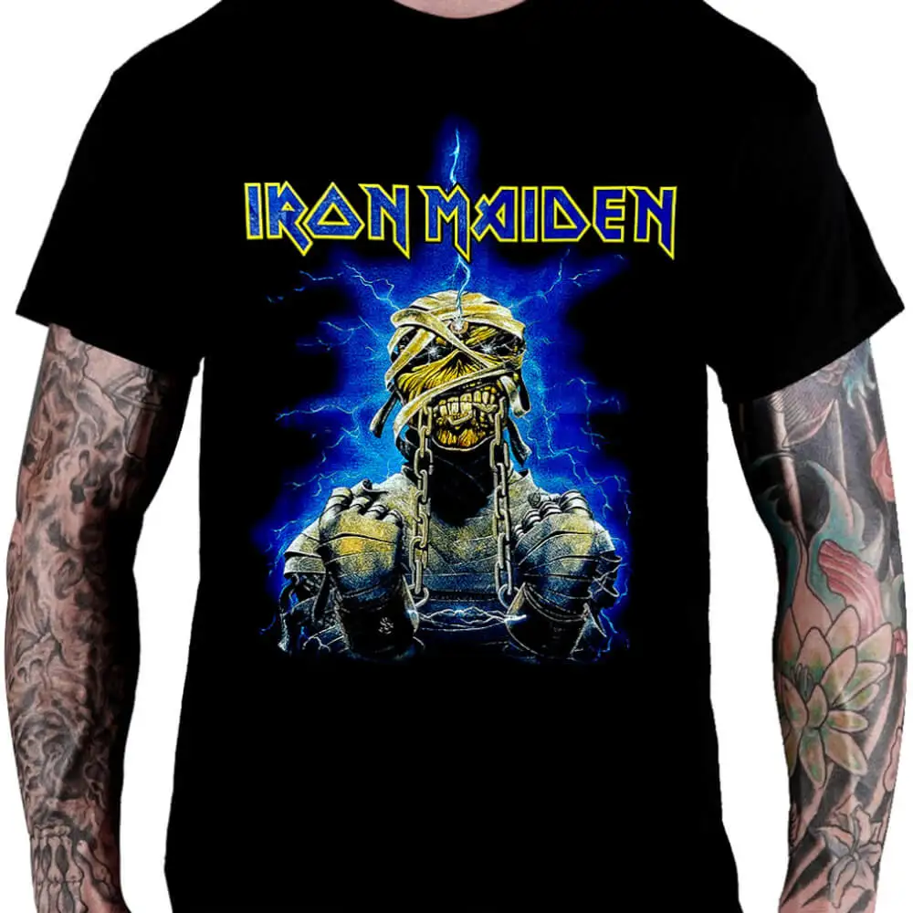 

Iron Maiden T-Shirt Men's and Women's Short Sleeve Cotton Tees Vintage Metal Band Tops Trend Brand T-shirt Summer Men Streetwear