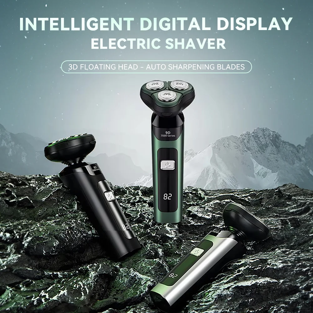 Electric Shavers for Men Portable Power Display 3D Floating Blade Full Body Washable Gifts USB Rechargeable Shaver