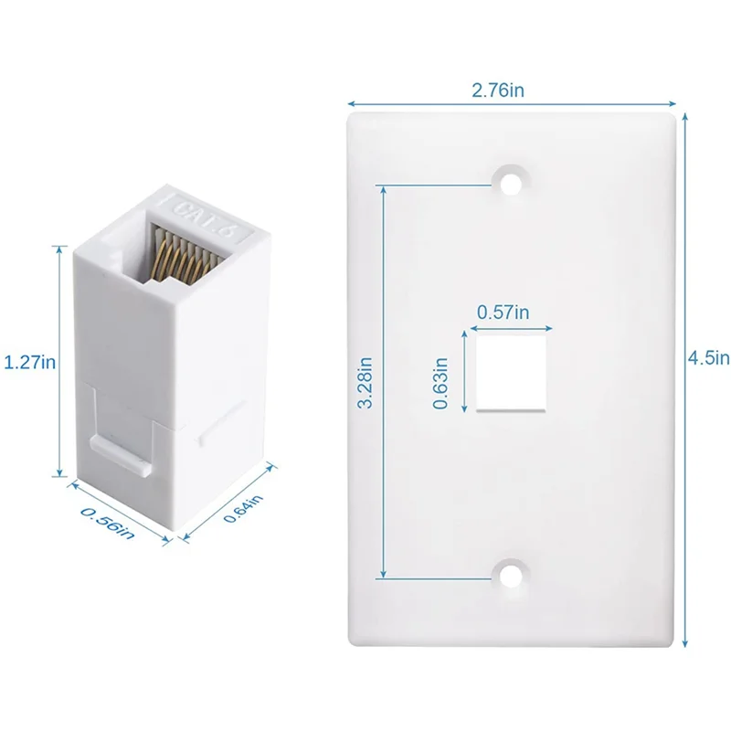 

A50U, 8 шт., 1-портовая настенная панель Ethernet, настенная панель Keystone Jack с вставкой линейного соединителя RJ45 Keystone «мама-мама»