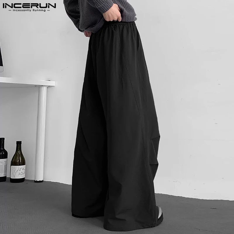 Celana Kargo Pria 2025 Celana Panjang Kasual Jogger Serut Warna Solid Pakaian Jalanan Longgar Pria Celana Panjang Tipis Pria Fashion INCERUN