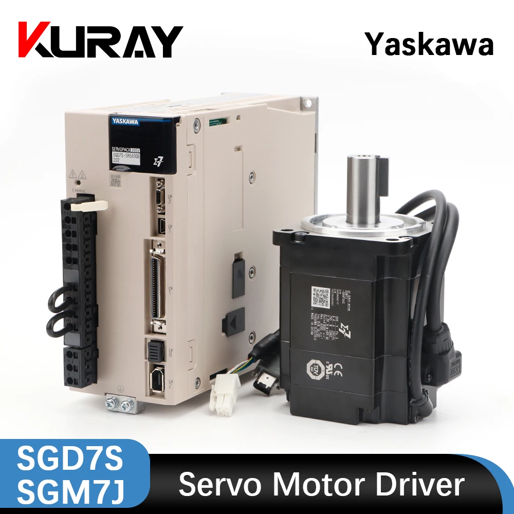 Kuray Yaskawa 50W-750W Servo Motor SGM7J-A5A 01A C2A 02A 04A 06A 08A and Driver SGD7S-R70A R90A 1R6A 2R8A 5R5A with Cable