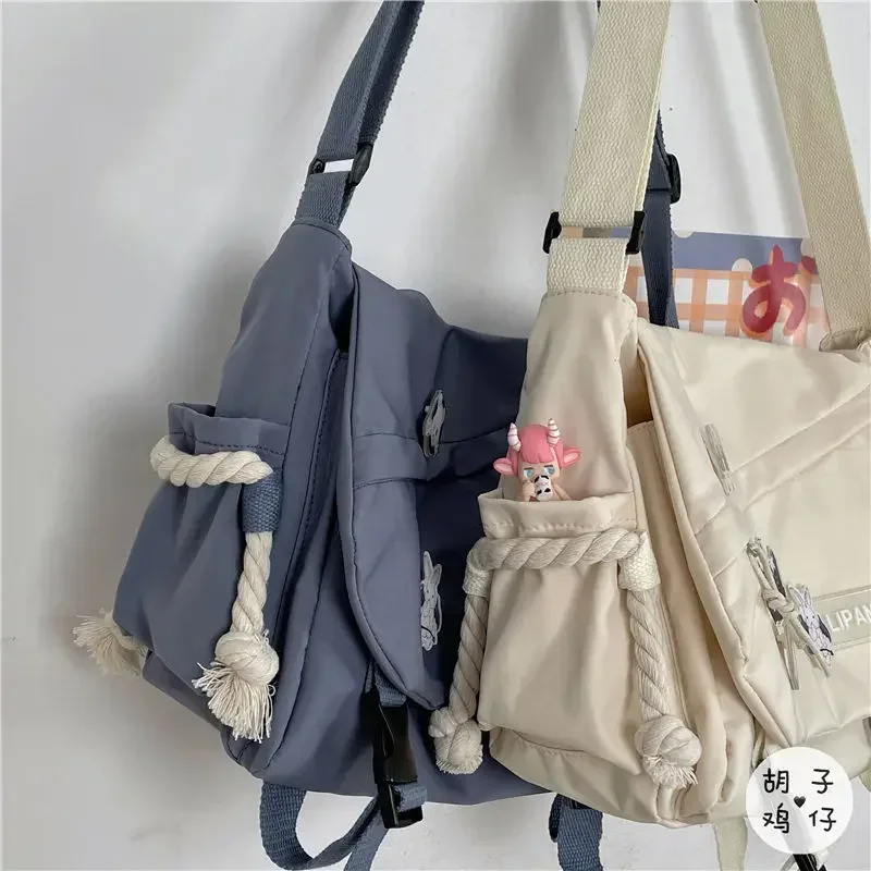 Bolso de hombro de nailon para estudiantes, mochila escolar para niñas y hombres, bolso de mensajero Harajuku, bolsos cruzados de gran capacidad para adolescentes