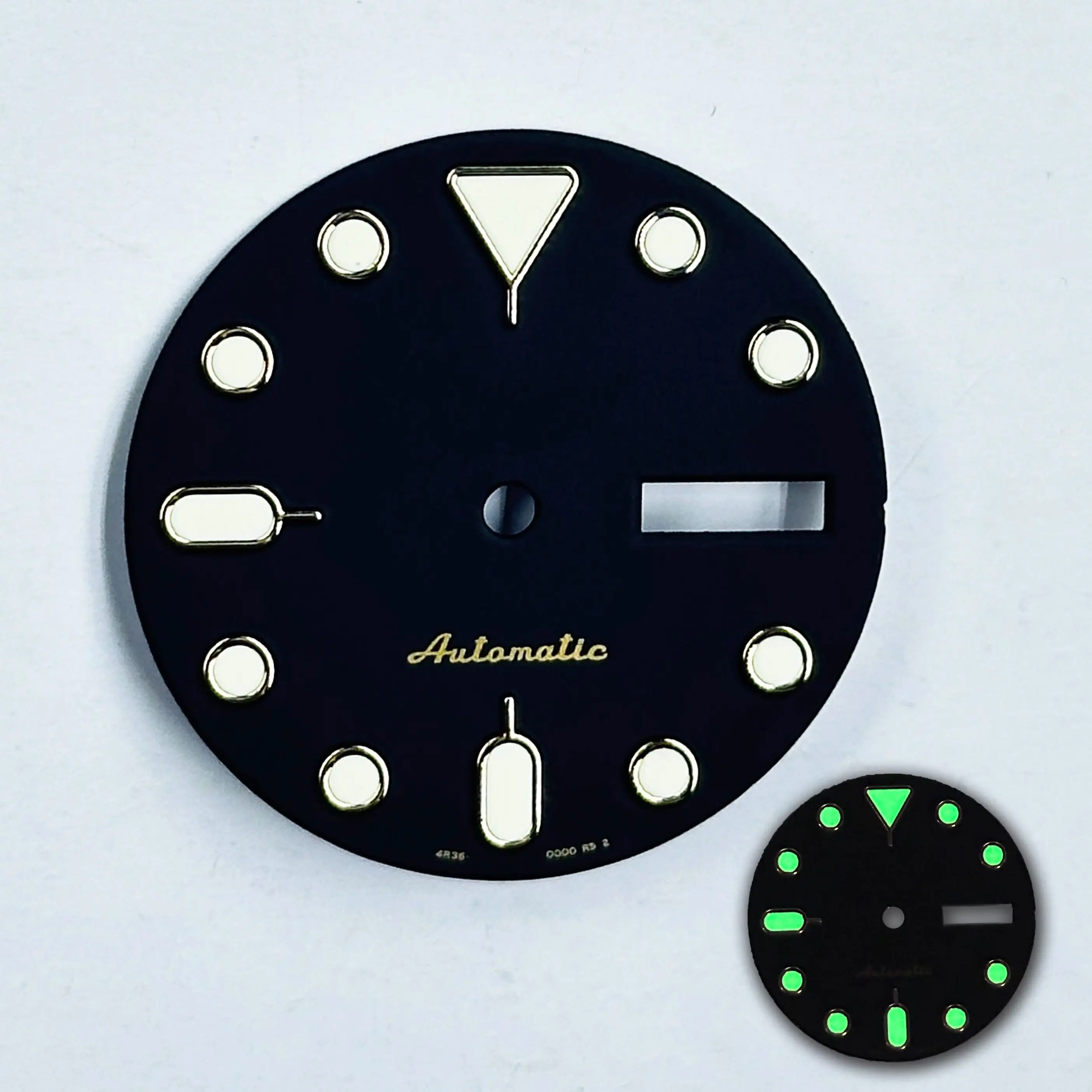 Customized new log NH36 dial diameter 28.6mm green luminous mechanical watch modified NH35 single calendar, watch accessories