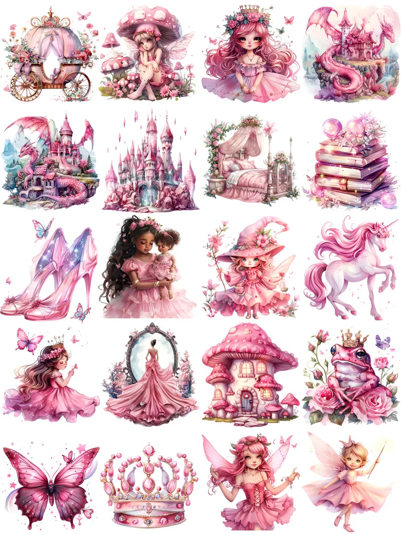 Pink Fairy Tale Girl Stickers Crafts And Scrapbooking stickers kids toys book Decorative sticker DIY Stationery