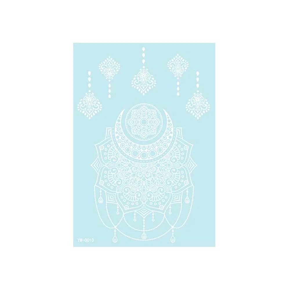 

Leg Arm Luminous Henna Tattoo Sticker White Wedding Tool White Henna Tattoo Decals Glowing Waterproof Lace Temporary Tattoo