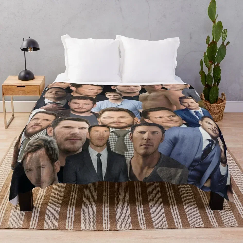 

chris pratt photo collage Throw Blanket Warm Flannel Blanket for Couch Chair Bedroom