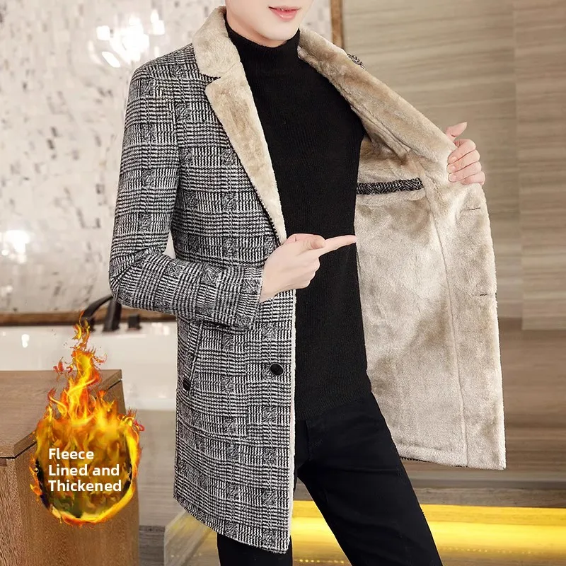 

Мужское шерстяное пальто зимнее утепленное с подкладкой, средней длины, ветрозащитное, с воротником-стойкой, теплое, для молодежи