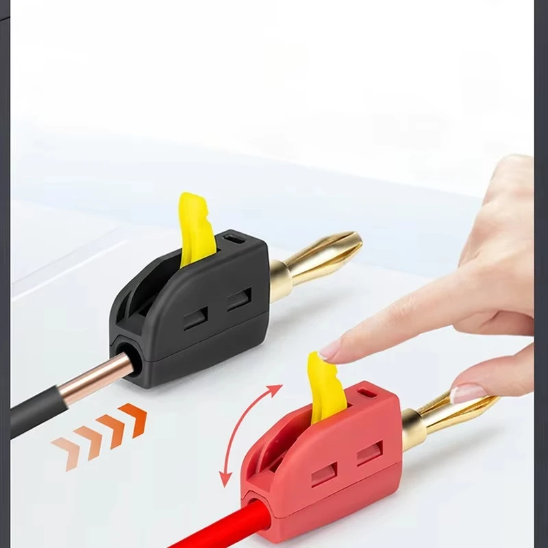 Lötfreier Bananenstecker 4mm 32A, Schnellverbinder aus hochstromfestem Messing mit Goldbeschichtung für Audio-Lautsprecher, Verstärker, tragbares Hi-Fi-Gerät, Premium-Qualität, einfache Installation, langlebig und zuve – Detail 22