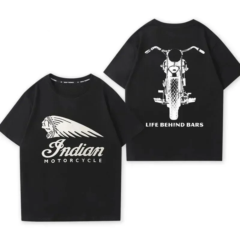 2024 Men T Shirt Casual Indians Motorcycle T-shirt Graphic Oversized Motorbike Biker Cafe Racer Chopper Vintage Streetwear S-4XL