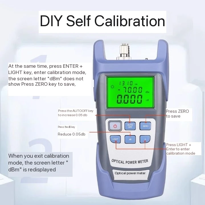 High Precision Optical Power Meter, DXP-40D Fiber Optic Light Failure Tester Optical Multimeter Optical Receiver -70~+10dbm