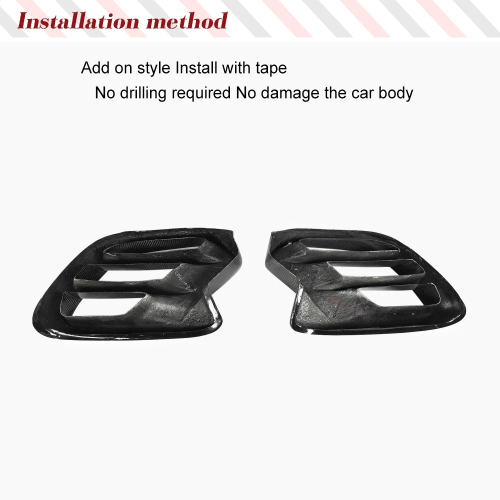 Car Front Fins Air Vent Cover Fit For Benz W167 GLE450 GLE63 GLE53 Coupe Real Carbon Fiber Car Front Air Vent Cover Fin Canards