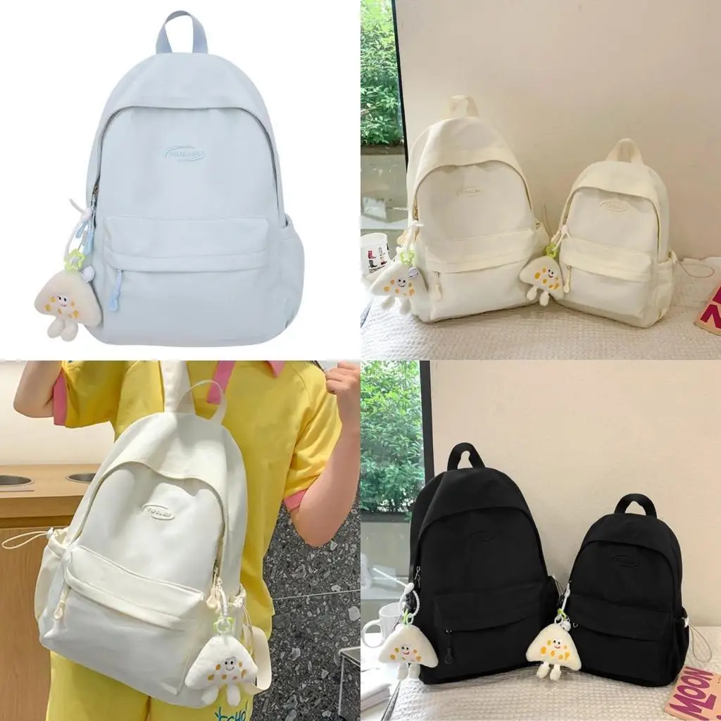 

D46D Student School Backpack Solid Color Rucksack Woman Backpack Travel Backpack