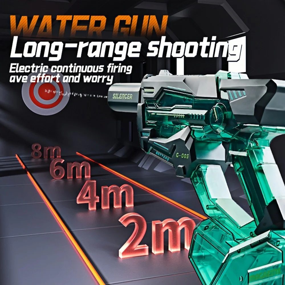 مسدس مياه كهربائي للأطفال مع ضوء حثي Led سعة كبيرة مسدس بخ أوتوماتيكي للصيف في الهواء الطلق ألعاب معركة المياه على الشاطئ #3