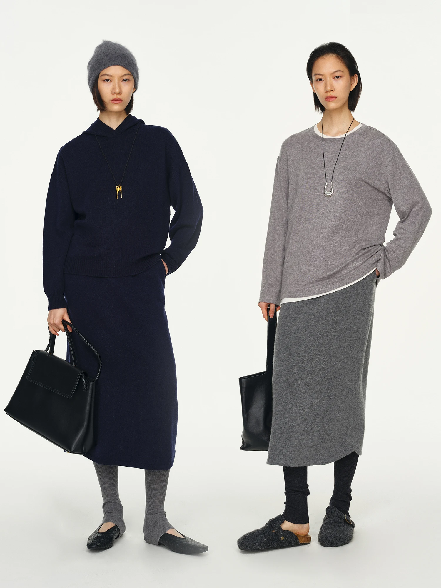 

MARIUS Soft Wool Camere Knitted Hat Sweater f Skirt Loose Fit Airy Feel Lazy Casual Women's Faion Autumn 2025