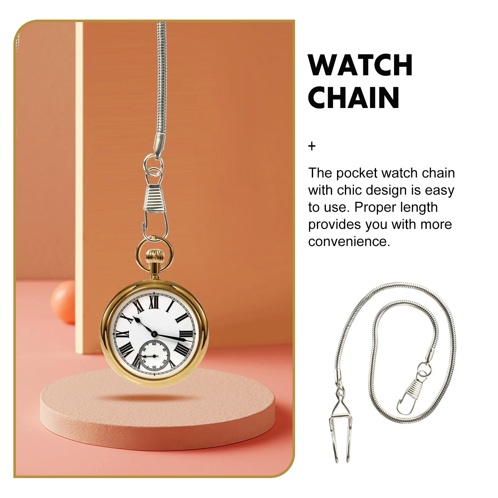 Pocket Watch Chain Vintage Long Watches Decorate Pendant Clip Alloy Chains Hanging