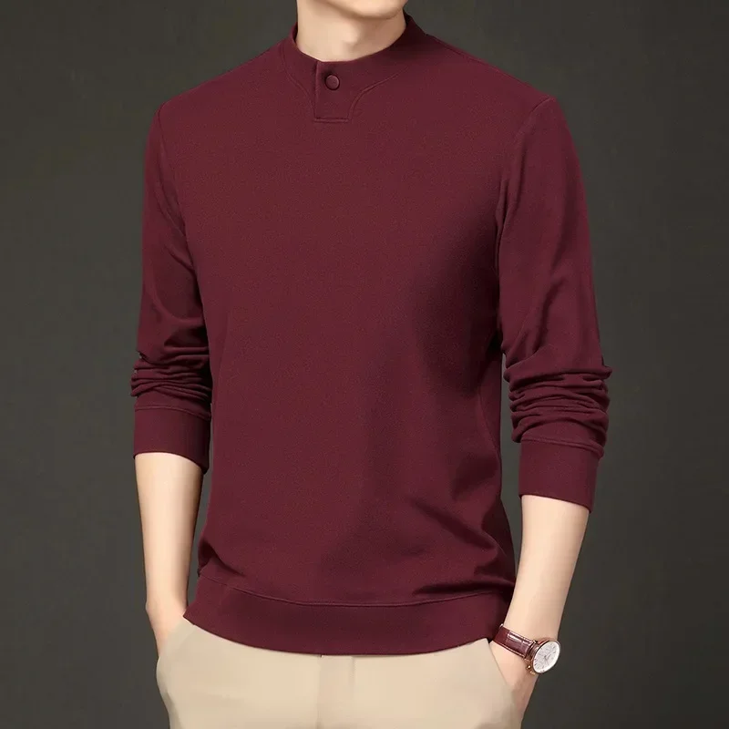 Otoño Invierno nueva moda hombres medio cuello tortuga sudaderas con capucha casual espesar color sólido cálido camisetas ropa masculina tops camisetas