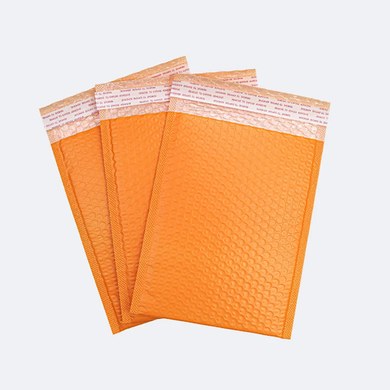 100Pcs 7 Sizes Bubble Mailers Orange Poly Packaging Bags for Business Waterproof Padded Envelope Jewelry/Gift Shipping Bag Pouch