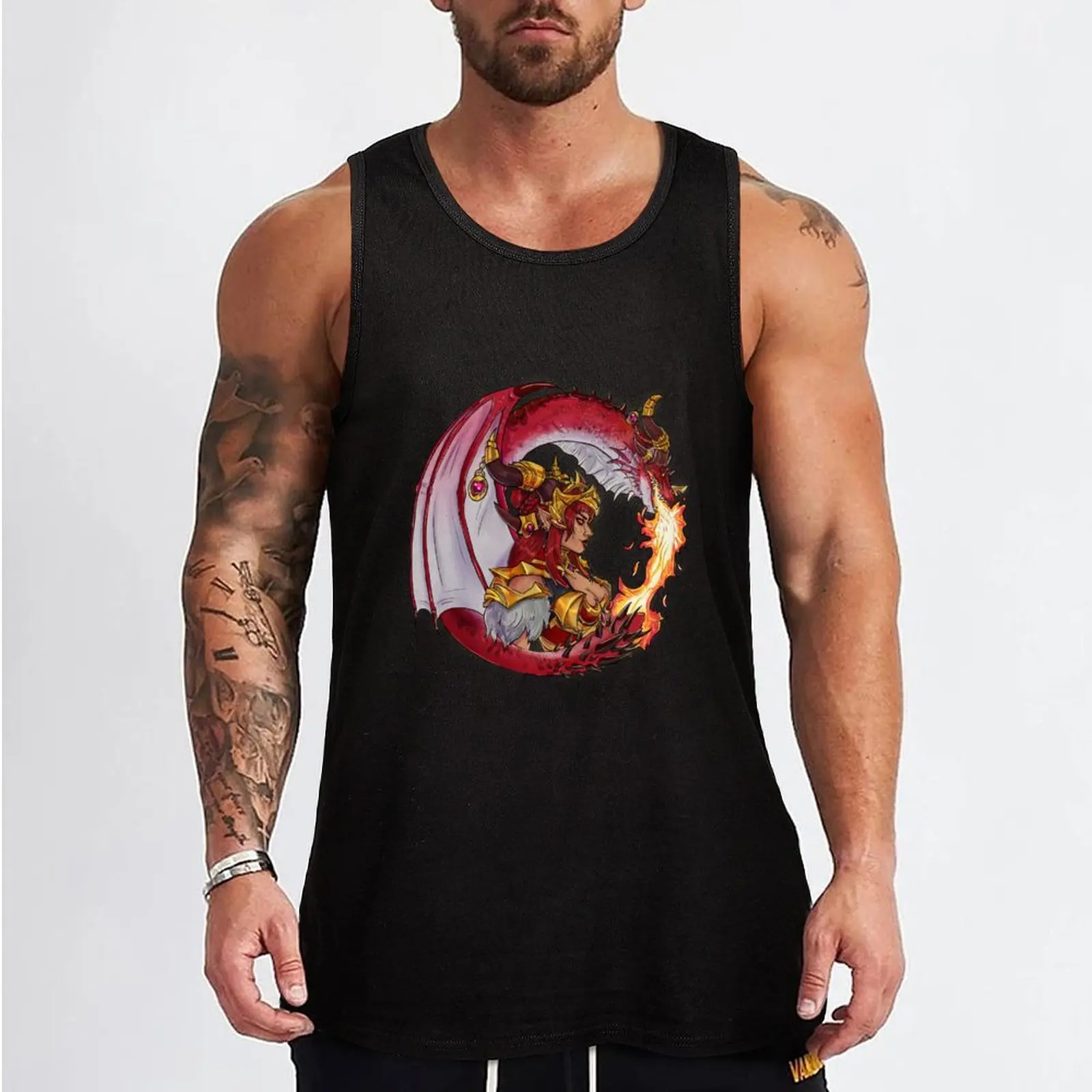 alextrasza inspired circular dragon design Tank Top new in tops & t-shirt bodybuilding for men