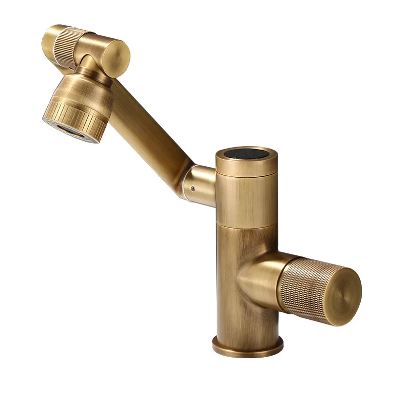 

Роботизированный кронштейн, универсальный антикварный смеситель в стиле ретро, полностью медный, с цифровым дисплеем для ванной комнаты, умный умывальник с горячей и холодной водой