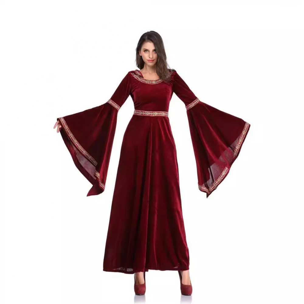 Nuevo Vestido Medieval Vintage de loween, Vestido Largo Rojo de Reina, Disfraz para Actuación en Escenario, Túnica Étnica ...