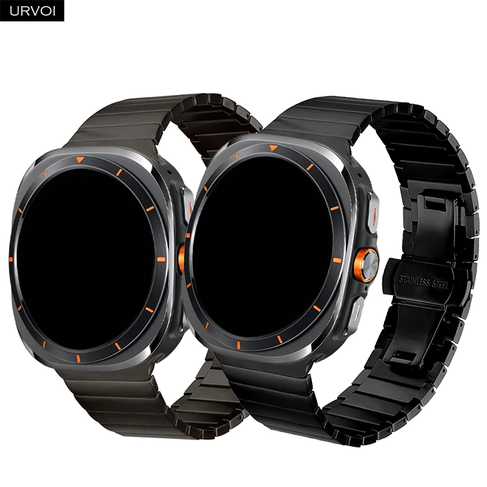 urvoi-galaxy-watch-ultra-2-1（2025）用チタン製バンド。47mm、バタフライ式留め具、簡単装着コネクター、素早い交換が可能なリストバンド。