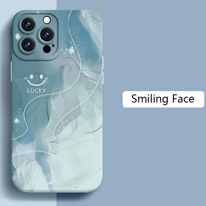 

INS Simple Style Gradient Smile Face Phone Case For iPhone 15 12 13 14 11 Pro Max XS X XR 7 8 Plus Shockproof Soft Bumper Cover