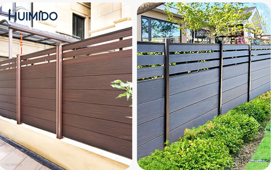 Outdoor WPC Fence Panel Moisture Resistant Composite Wood Slat Fencing Garden Villa Apartment Privacy Security Fence Panel