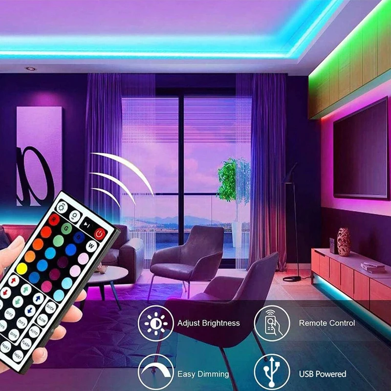 20M USB Led Strip Lights z 44-kluczowym pilotem na podczerwień 5050 RGB Tape do dekoracji sypialni Podświetlenie TV Luces Led