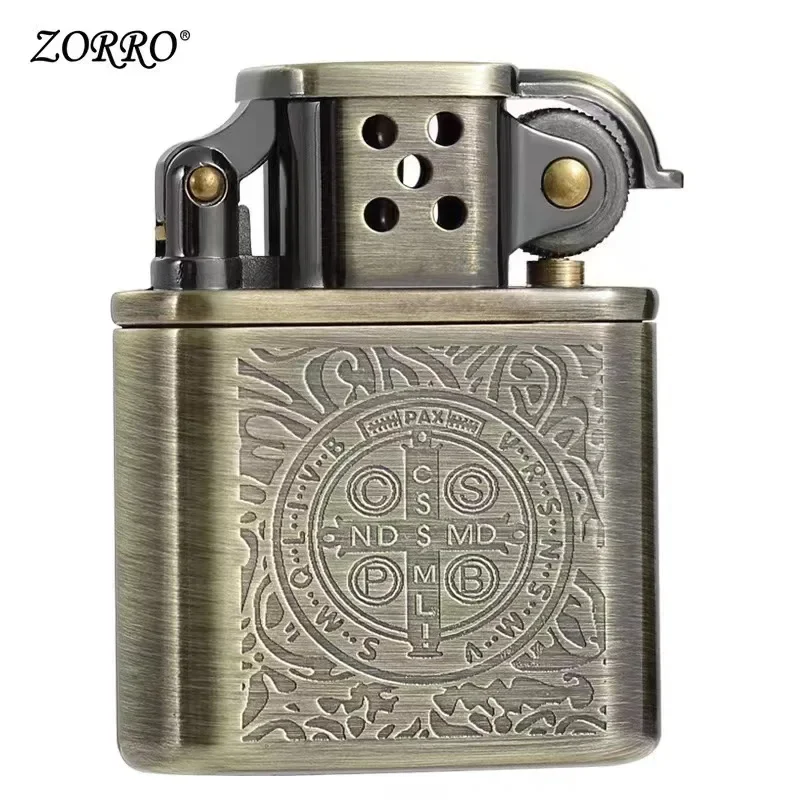 ZORO Engraved Version of Constantine Pattern Kerosene Lighter, Grinding Wheel Ignition, Brass Material, Antique Series Lighter