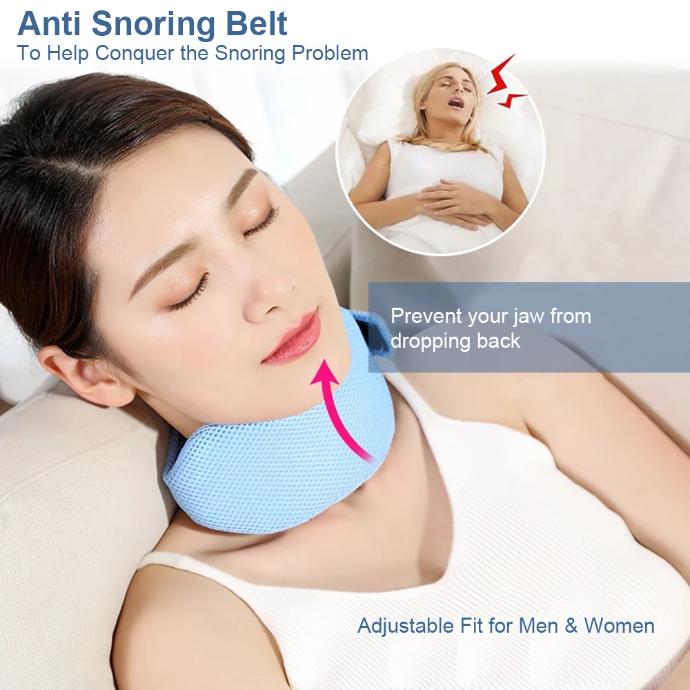 Adjustable Anti Snoring Neck Brace Strap Stop Snore Jaw Belt Anti Apnea Chin Support Strap Night Sleeping Aid Tool Sleep Well