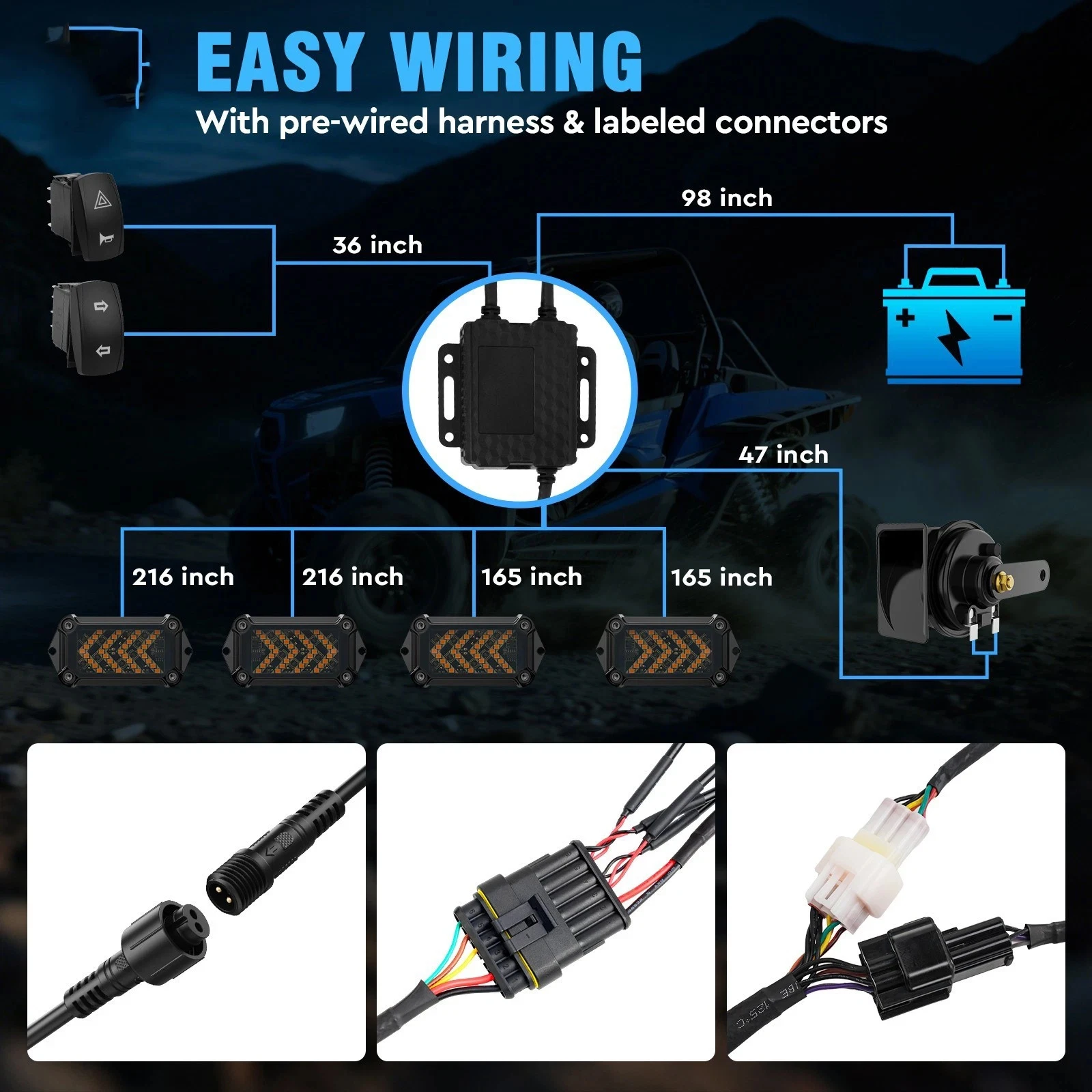لكاواساكي تيريكس 750 800 KRX 1000 Can-Am المدافع UTV بدوره إشارة الشارع القانوني القرن عدة OEM الروك التبديل مستطيل الوامض #5