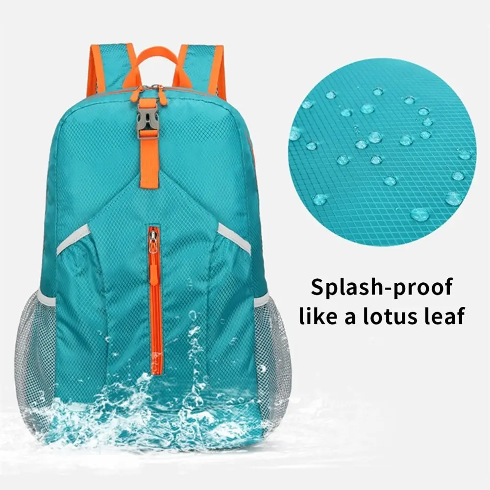 Large Capacity Foldable Backpack with Drawstring Storage Bags Zipper Lightweight Nylon Bag Sports Knapsack Shoulders Bag Sports