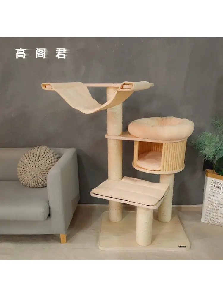 

Solid Wood Cat Climbing Frame, Cat Litter Tree, Sisal Scratching Board, Scratching Post, Jumping Platform Toy