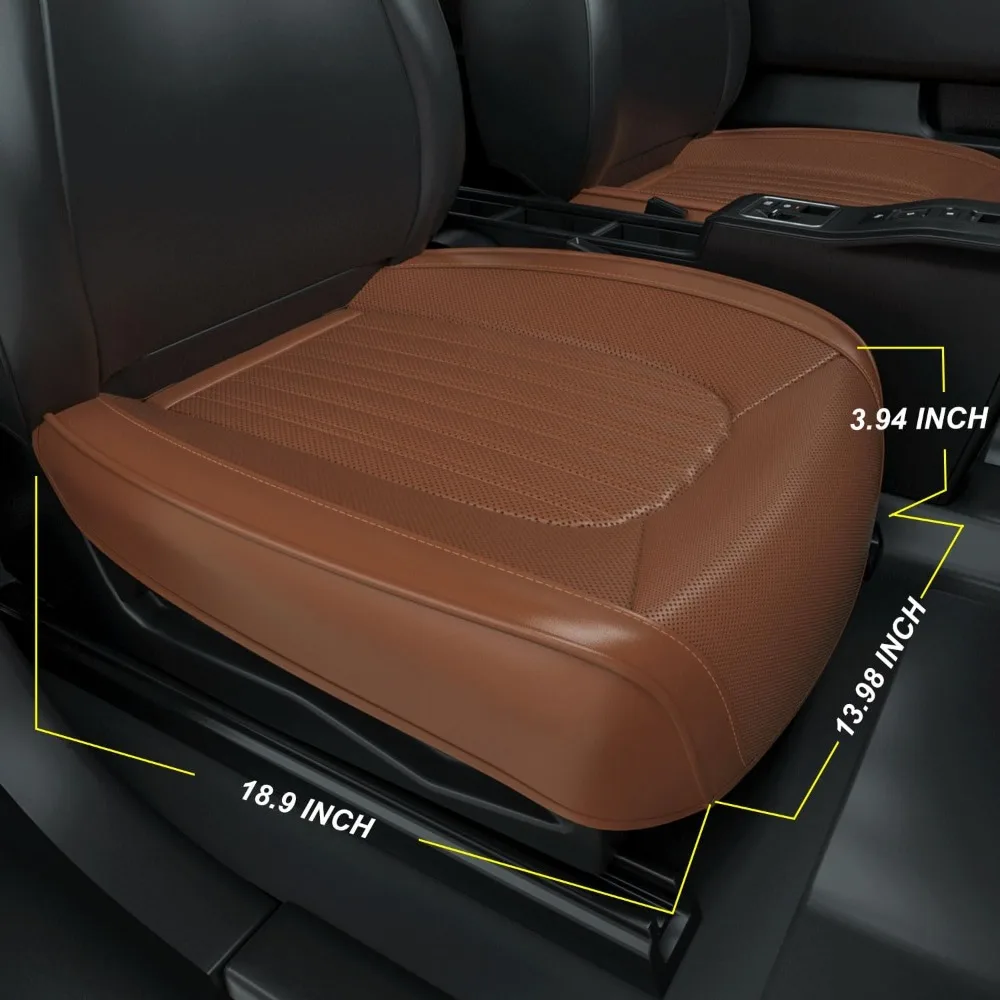 Pair of Waterproof Nappa Leather Front Seat Cushion Covers with Anti-Slip and Wrap-Around Design for Cars