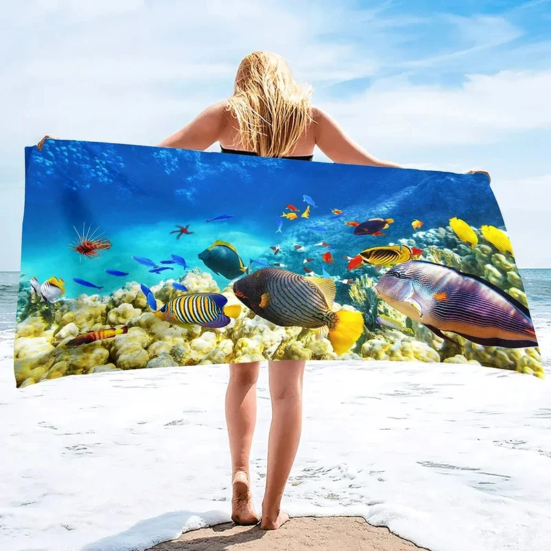 Sea World Strand tuch niedlichen Fisch Badet uch Polyester Ozean Korallen Handtücher für Sport Spa Schwimmen Yoga Reisen schnell trocknen Bikini vertuschen