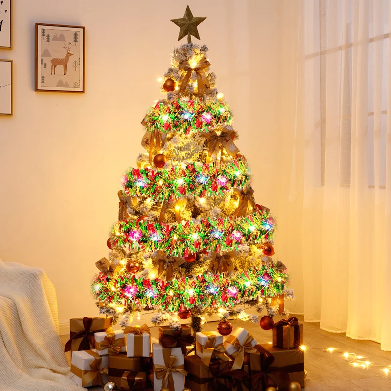 5M 50LED Sparkling Christmas Coloured Tinsel Garland Holiday Atmosphere String Lights Wedding New Year Christmas Tree Decoration