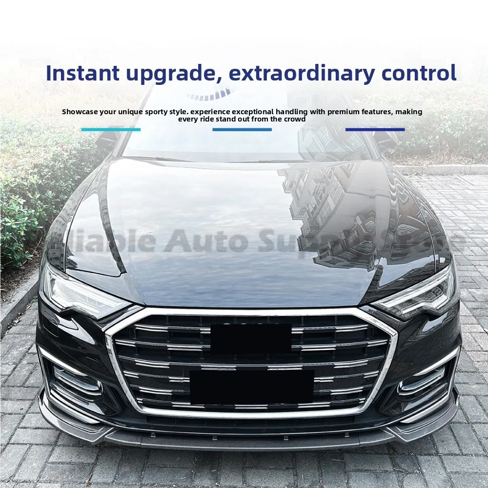 アウディ A6 C8 S-line 2018-2025 フロントリップスポイラー、ABSバンパースプリッター、OEM+アップグレード、精密OEMフィット、改造ボディキット