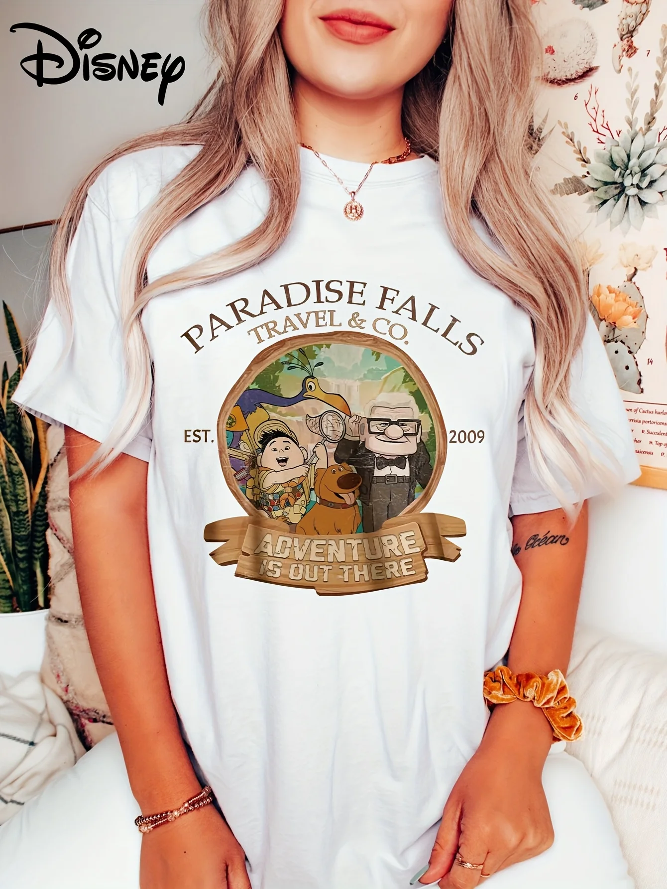 Camiseta con estampado de cascada de Kevin Paradise de la película de Disney "Up", hecha de algodón puro, suave y transpirable, lavable a máquina