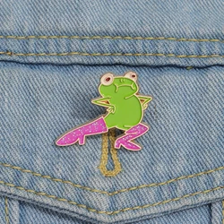 Cool Funny Frog Enamel Pins Custom Brooches Lapel Badges Cartoon Animal Jewelry Gift for Kids Friends